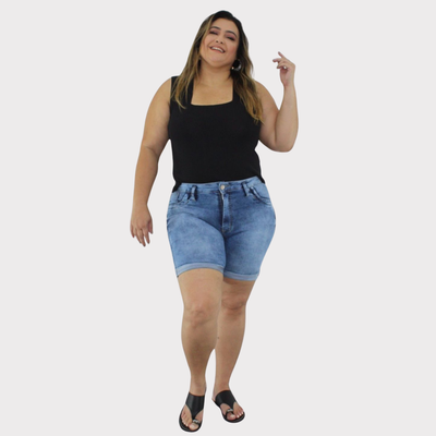 Bermuda Meia Coxa Feminina Plus size Jeans - 2717