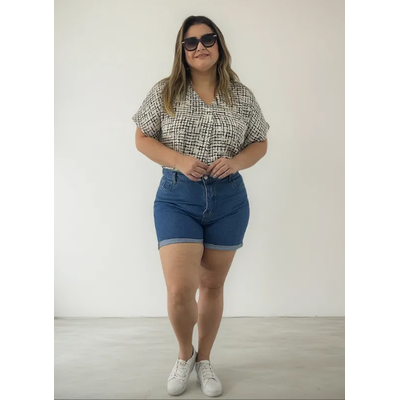 Bermuda Feminina Plus Size Jeans - 2104