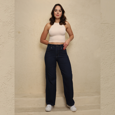 CALÇA WIDE LEG FEMININA JEANS - 2992