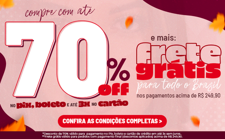 70% OFF Pix, boleto ou cartão até 3x 