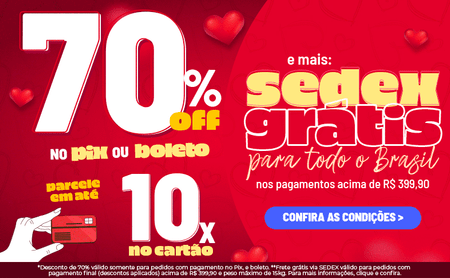 70% OFF Pix ou Boleto + Sedex R$ 399