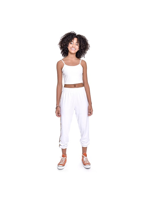 Calça Cropped Jogger Teen Amofany Moletom Com Faixa