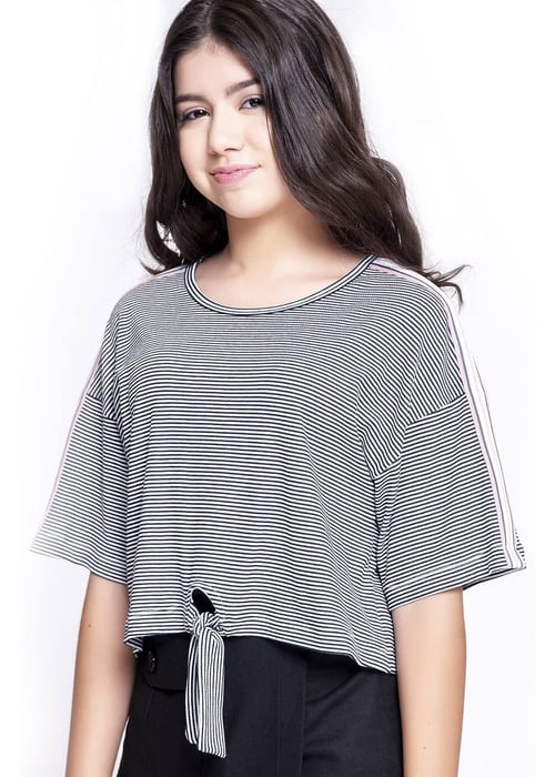 Blusa Cropped Teen Com Faixas No Ombro