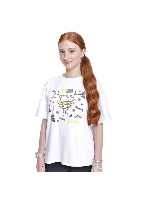 Camiseta Oversized Teen Amofany Explosão De Pensamentos