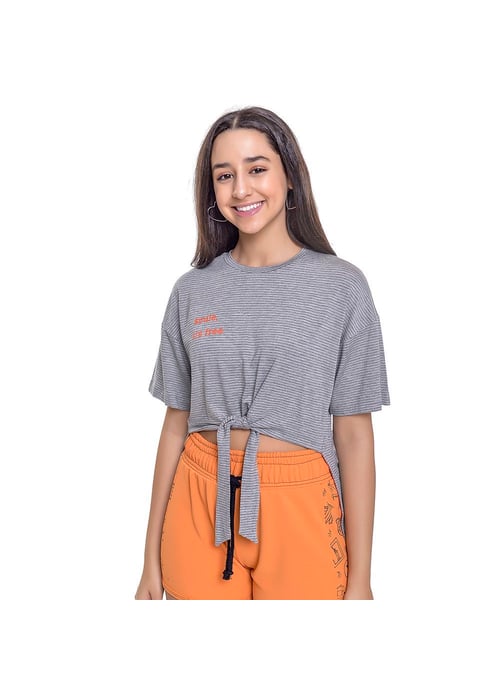 Blusa  Teen Listrada Com Amarração