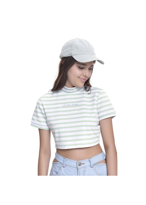 Cropped Juvenil Feminino Amofany Em Moletinho Listrado Glow Up