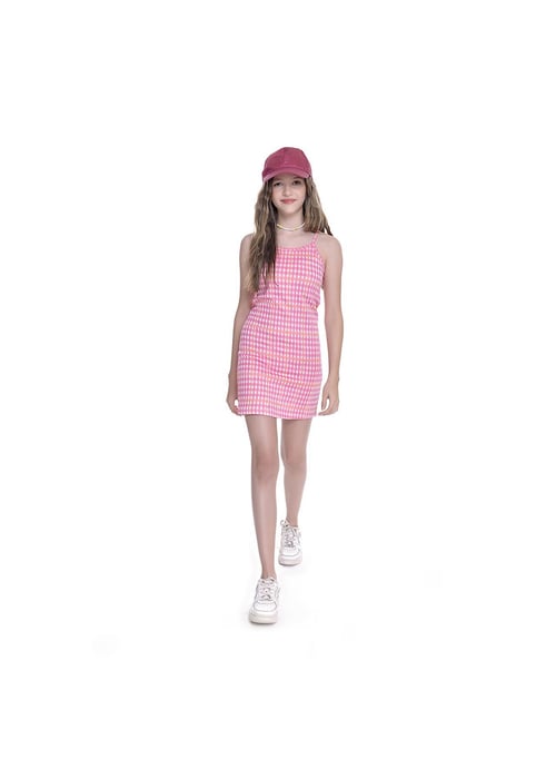 Vestido Xadrez Vichy Infantil Menina Amofany Com Cava Americana