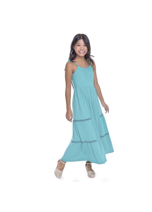 Vestido Longo Infantil Menina Amofany Em Malha Colorida