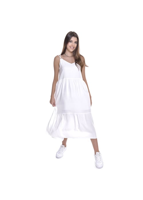 Vestido Midi Juvenil Feminino Amofany Maria Em Viscose Com Recorte Nas Costas