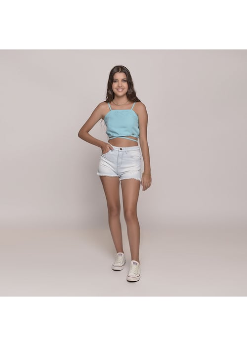 Short Jeans Teen Amofany Básico Com Barra Desfiada