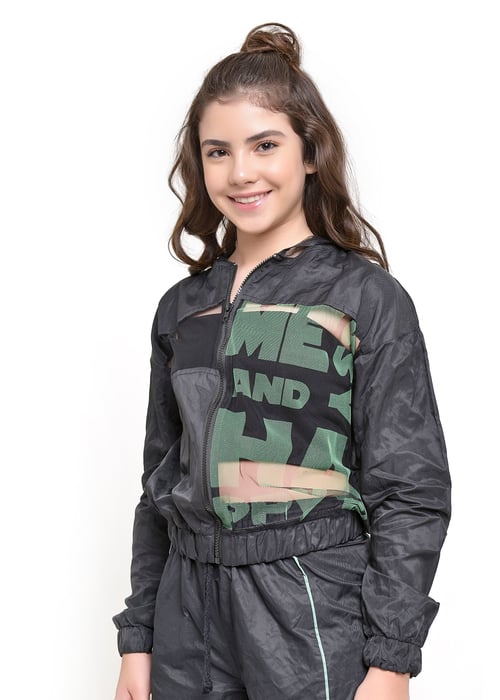 Casaco Teen Com Tule Estampado