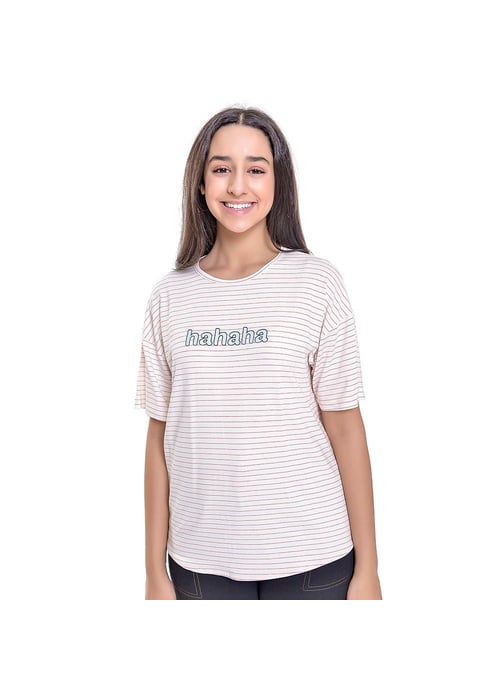 Blusa Juvenil Feminina Listrada Com Estampa Amofany