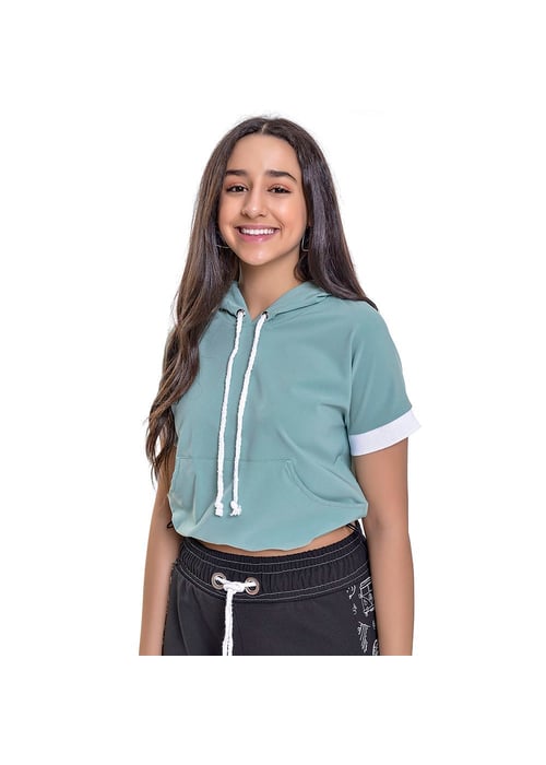 Blusa Juvenil Femina Esportivo Com Capuz Amofany