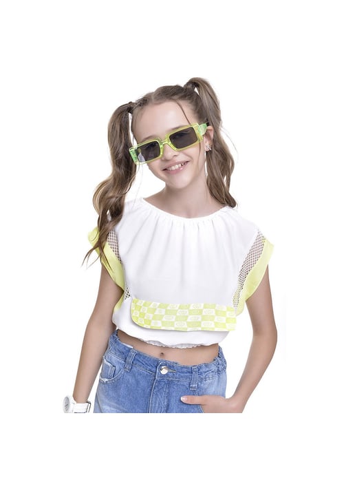 Blusa Infantil Feminina Muscle Tee Em Crepe Com Estampa Amofany