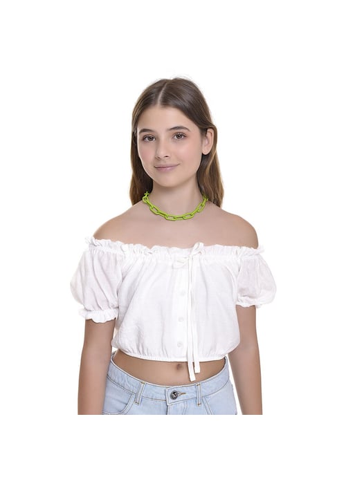 Blusa Cropped Infantil Feminina Com Amarração Amofany