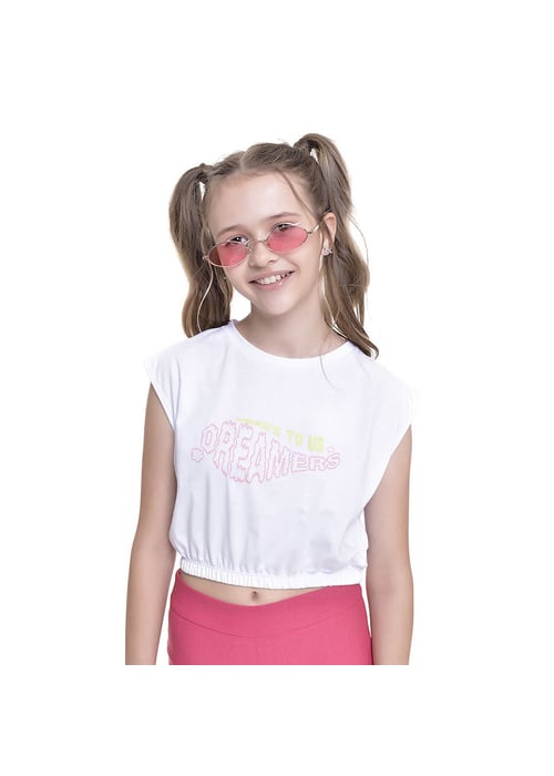 Blusa Infantil Feminina Muscle Tee Com Estampa Dreamers Amofany