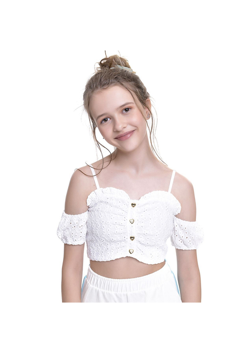 Blusa Infantil Feminina Ciganinha Com Alças Em Malha Laise Amofany