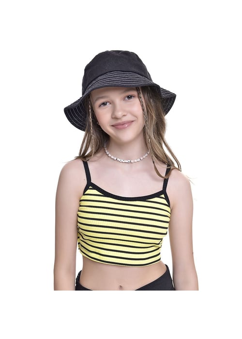 Regata Cropped Infantil Feminina Listrada Com Amarração Laço Amofany