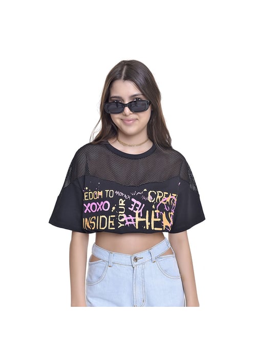 Camiseta Cropped Juvenil Feminino Amofany Com Tela Estampada