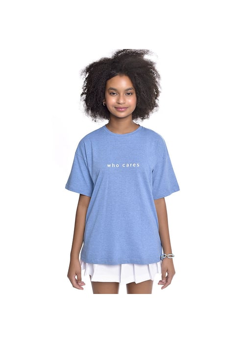 Camiseta Teen Amofany Oversized Who Cares