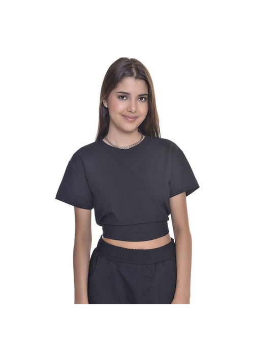 Cropped Teen Amofany Em Malha Canelada Com Recorte