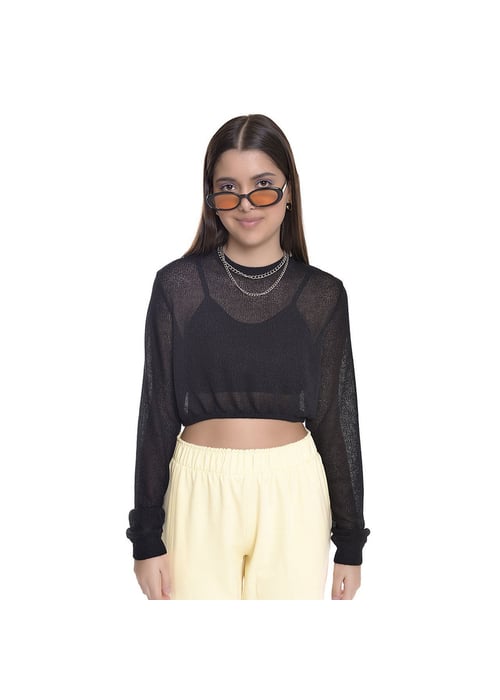 Cropped Teen Amofany Em Tricô Manga Longa Com Top