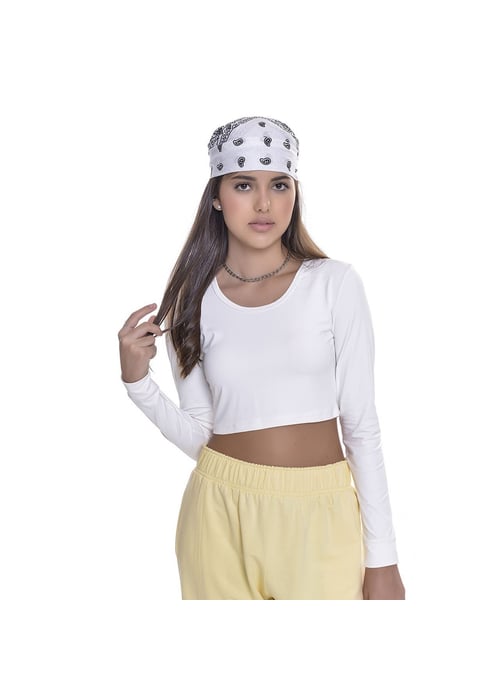 Cropped Teen Amofany Manga Longa Com Recortes Nas Costas