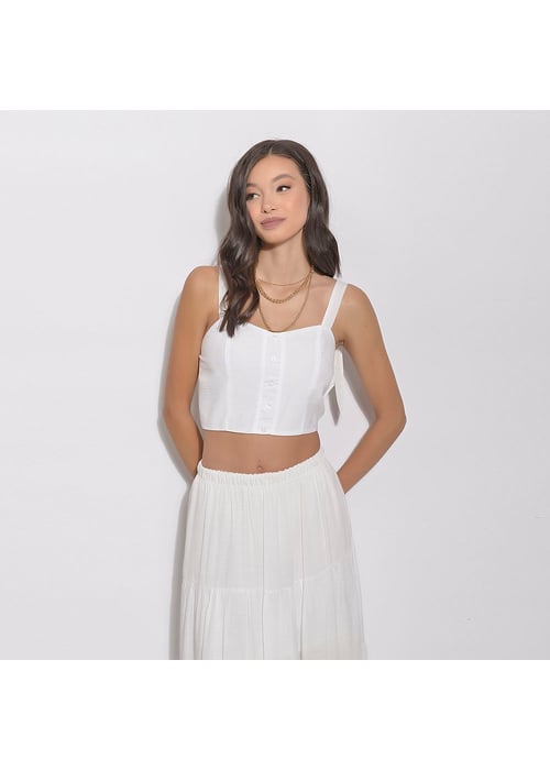 Blusa Cropped Com Amarração Nas Alças 