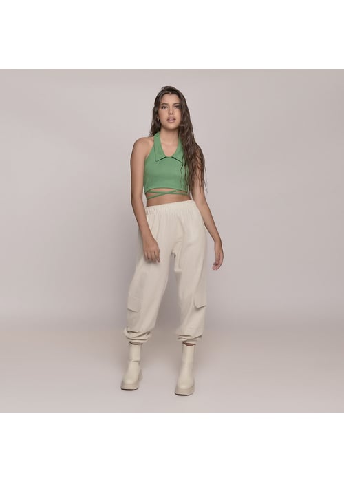 Calça Jogger Juvenil Feminino Amofany Em Linho