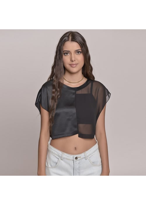 Cropped Juvenil Feminino Amofany Assimétrico Com Cava Desfiada (não Acompanha Top)