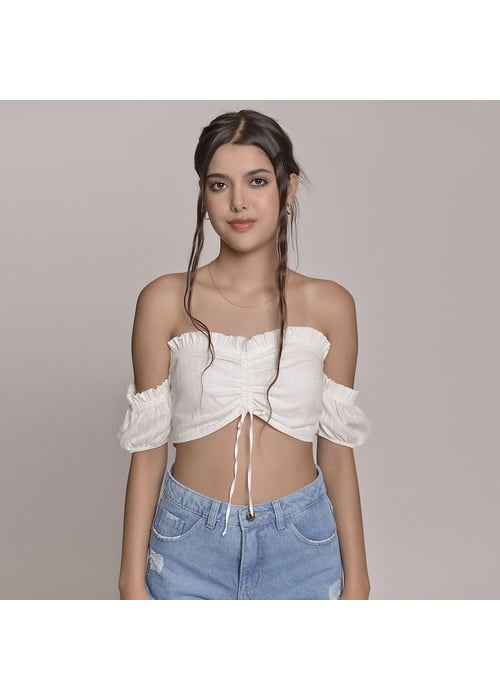 Cropped Ciganinha Juvenil Feminino Amofany De Algodão Com Colissê