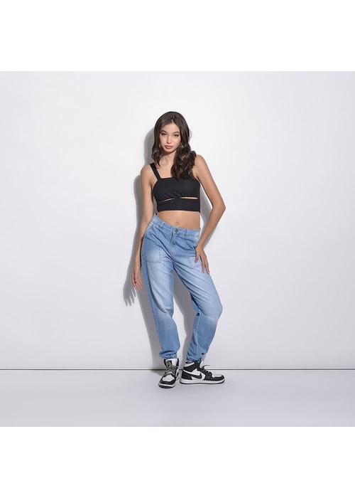 Calça Jeans Jogger Com Elástico 