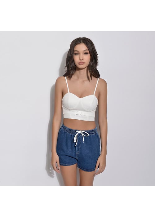 Cropped Com Fivela De Encaixe Em Bengaline 