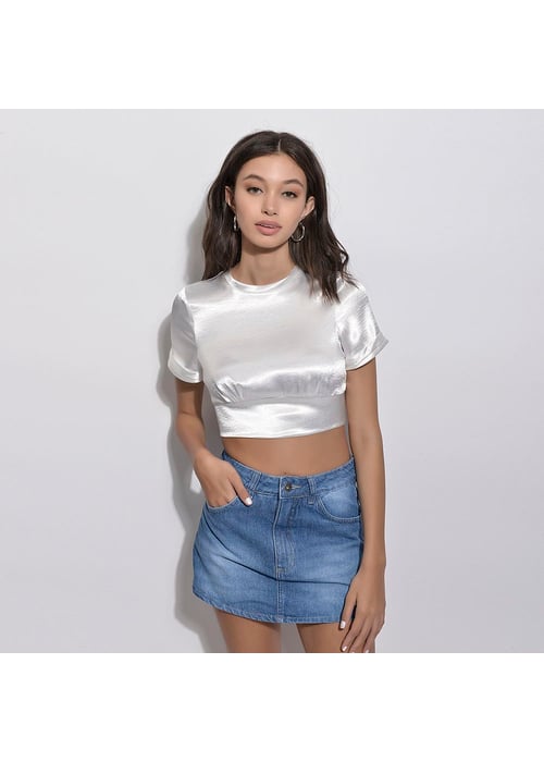 Blusa Cropped Com Amarração Nas Costas