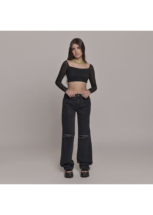 Calça Jeans Wide Leg Feminino Amofany