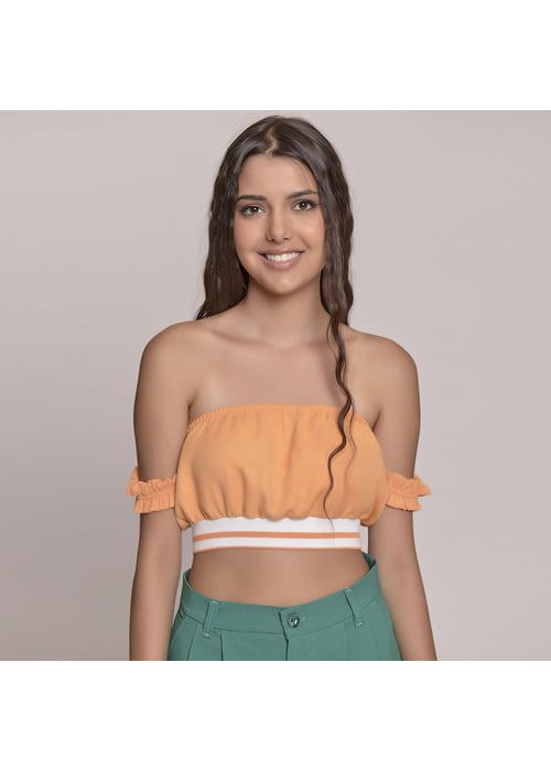 Cropped Juvenil Feminino Amofany Viscose Plano Com Punho