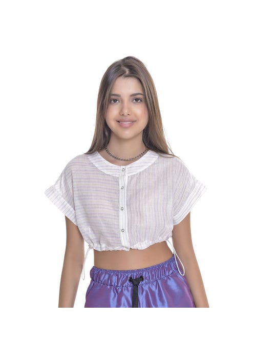 Camisa Cropped Teen Amofany Ampla Listras Foil (não Acompanha Top)