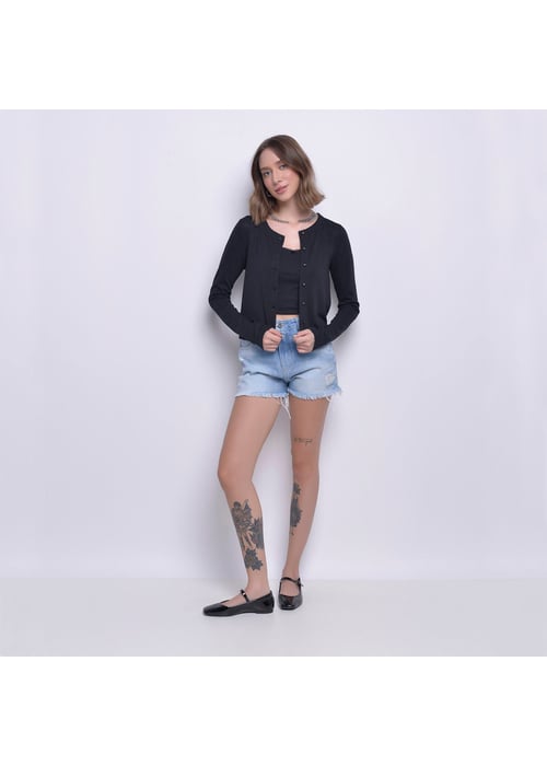 Short Jeans Fem Amofany C Barra Destroyed