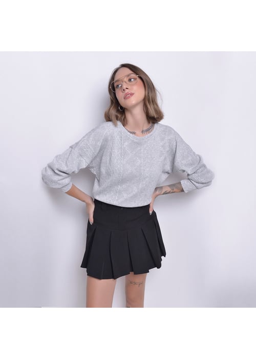 Blusa De Malha Tricot Com Manga Longa 