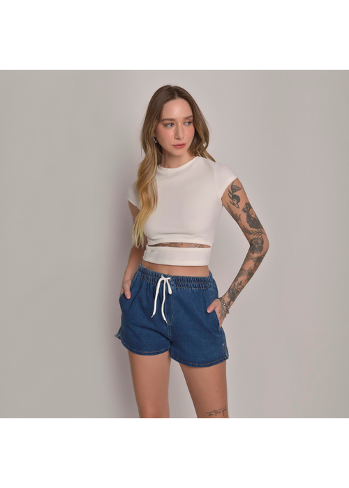 Cropped Com Cut Out Em Malha Ribana Texturizada 