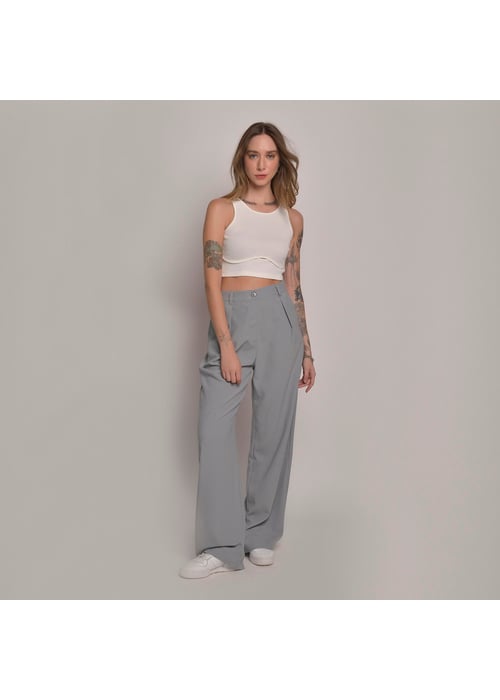 Calça Wide Leg Alfaiataria Com Pregas 