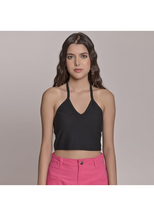 Cropped Frente única Juvenil Feminino Amofany Em Malha Jacquard