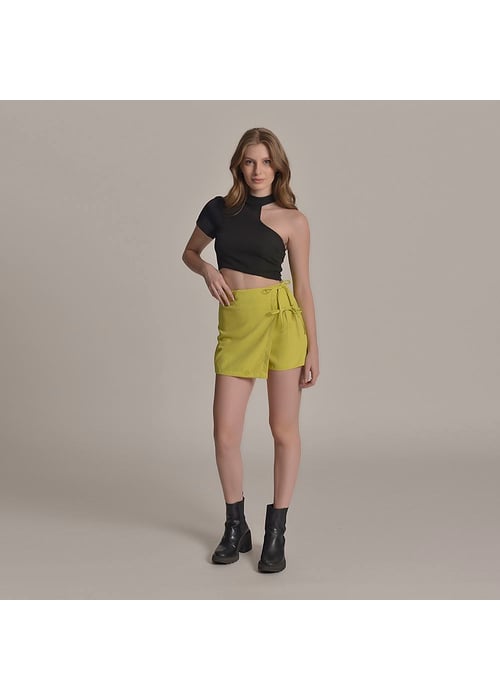 Short-saia Com Amarração Feminino Amofany Em Tecido Plano 