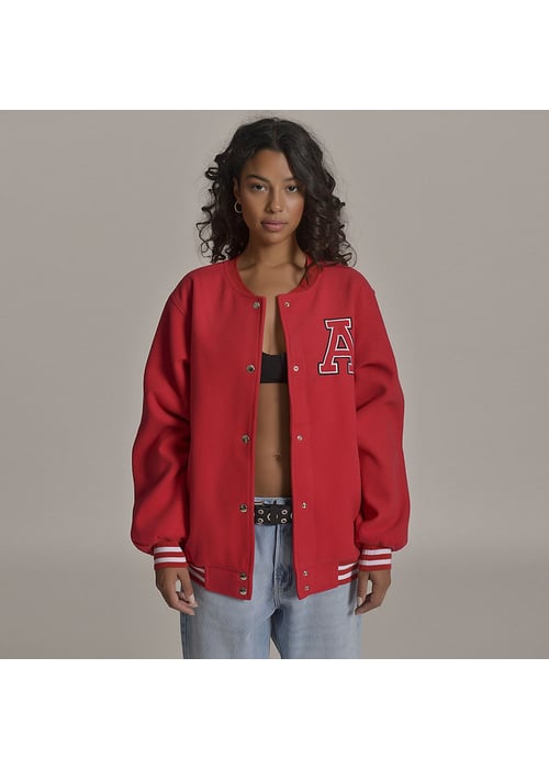 Jaqueta Bomber Oversized Juvenil Feminino Amofany Com Punho Listrado