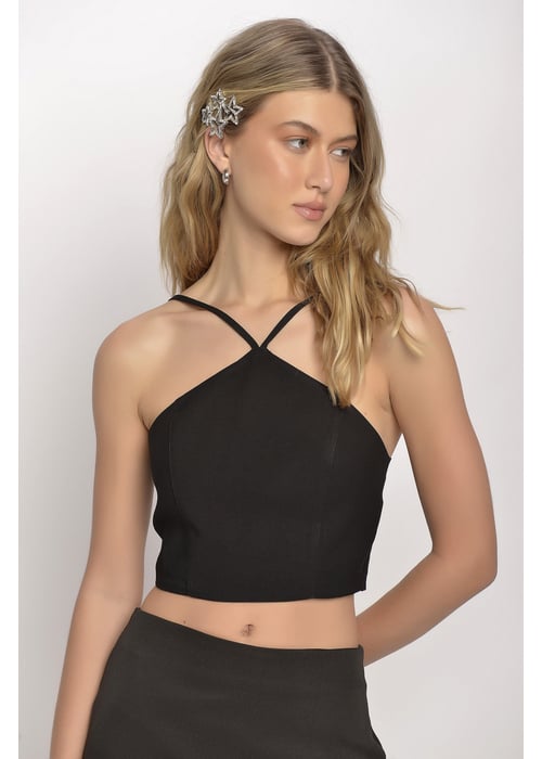 Cropped Alfaiataria Decote halter