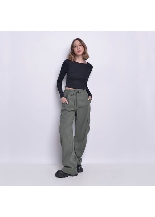 Calça Cargo Wide Leg 