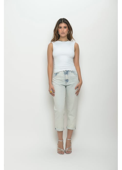 Calça Jeans Reta Feminino Amofany Cintura Alta 