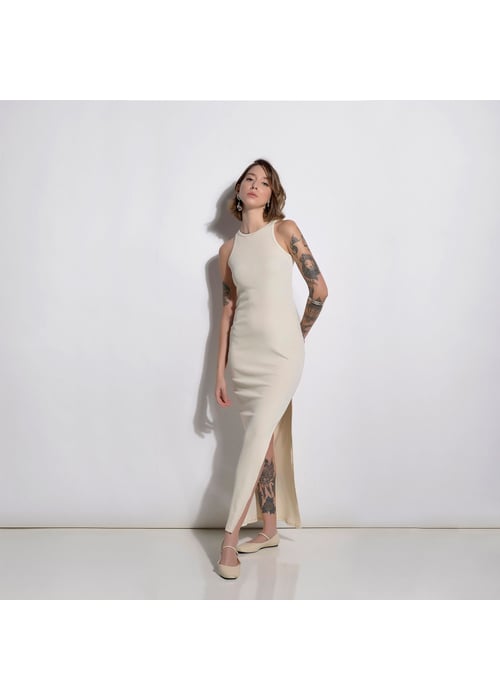 Vestido Midi Com Abertura Lateral 