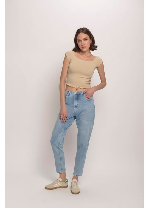 Calça Jeans Mom Feminino Amofany Cintura Alta