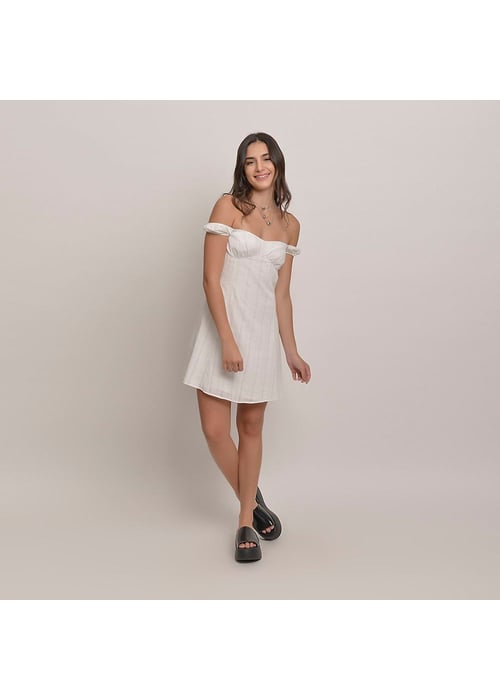 Vestido Curto Evasê Feminino Amofany Em Jacquard De Algodão Xadrez